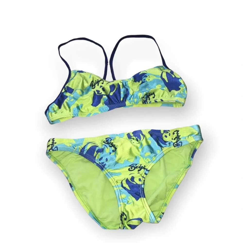 Speedo Bikini Racing 2 Piece Blue Green Aqua Panda Beijing - Picture 1 of 7